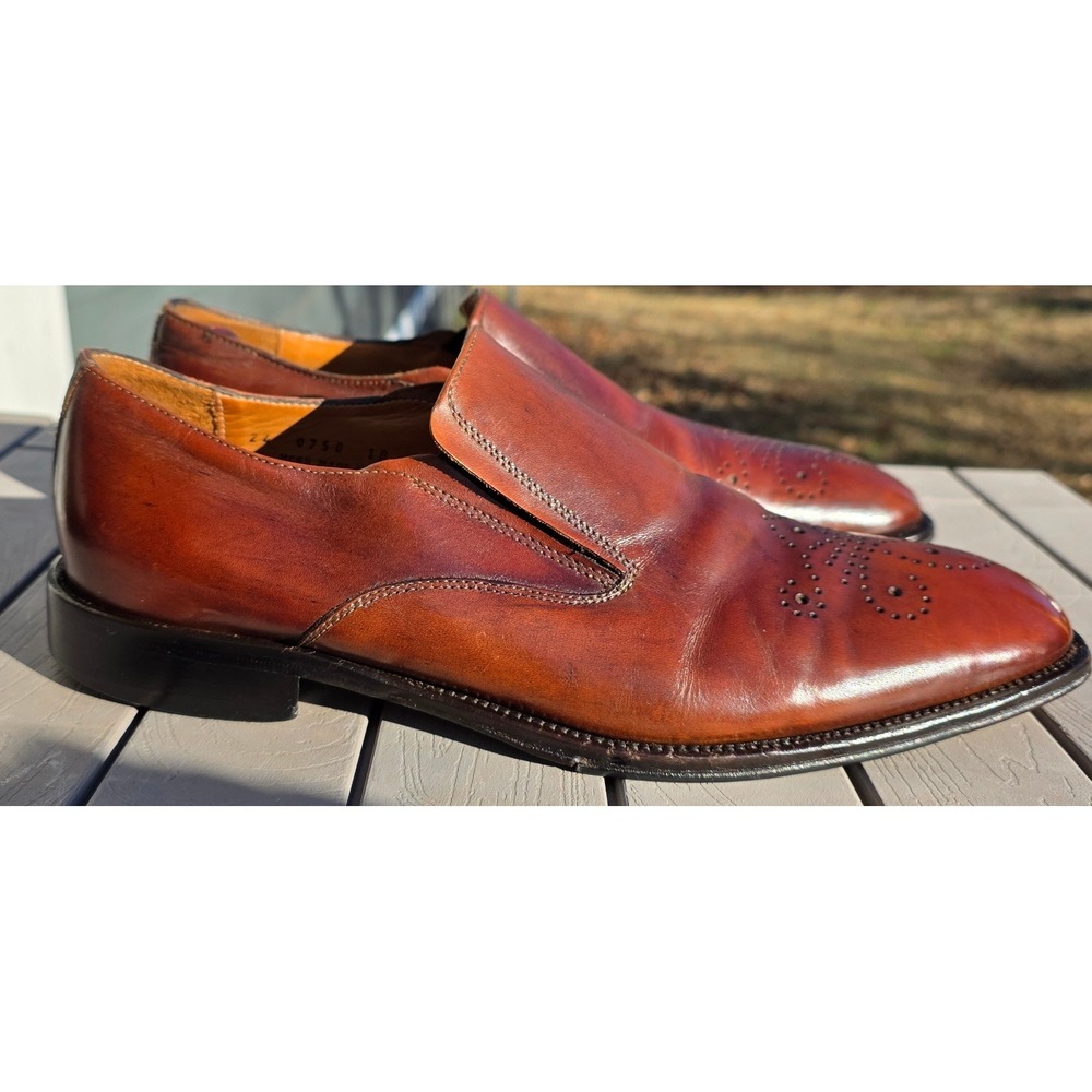 Johnston & Murphy Mens Leather Slip On Loafer Dress Shoes Cognac‎ Size 10 M